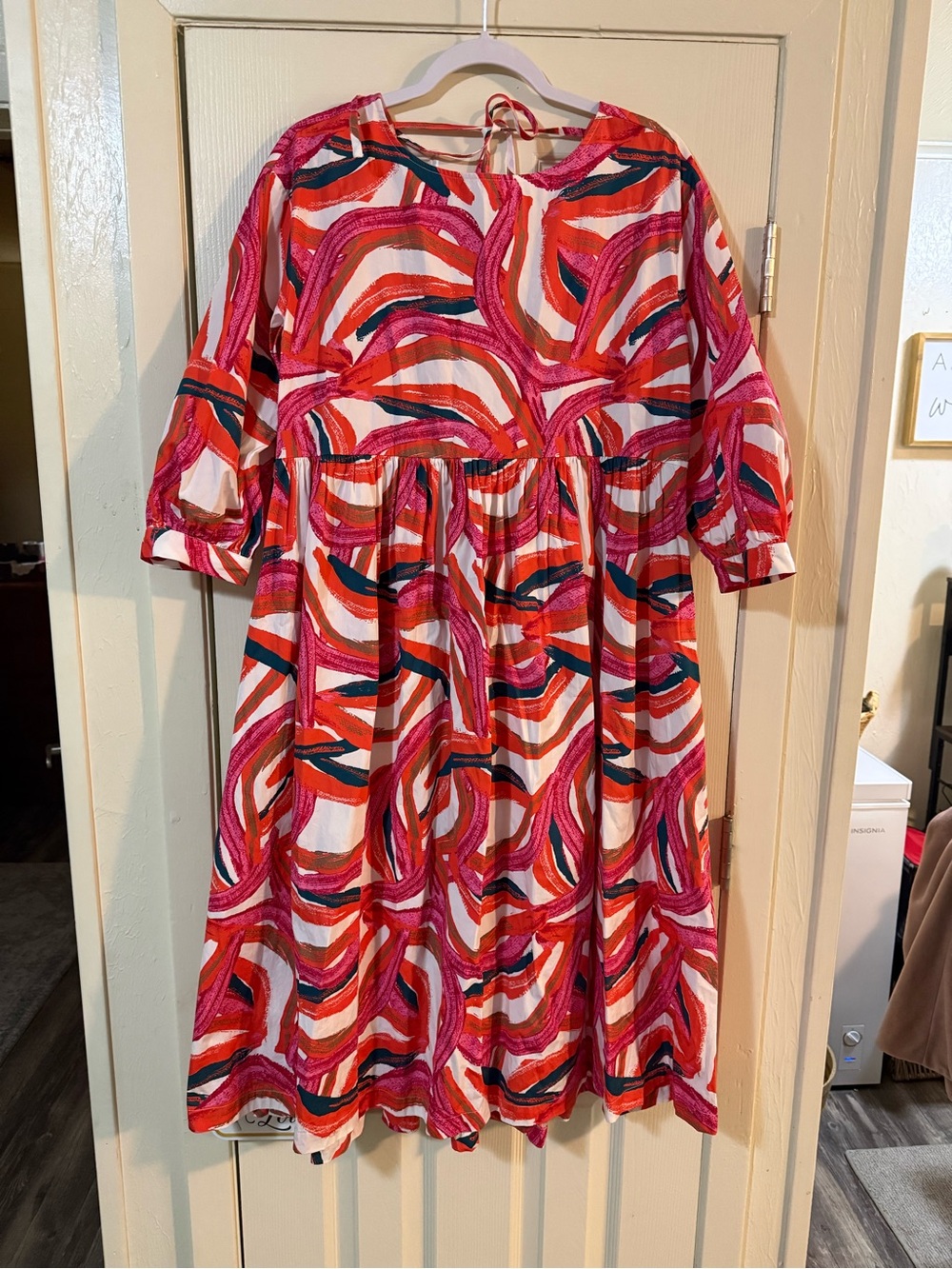 Nordstrom Backless Swirl-Print Dress in Pink, Red & Navy